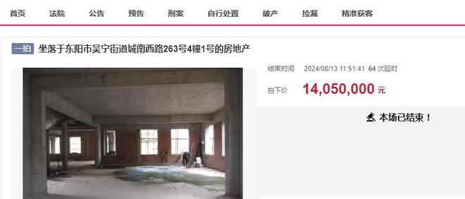 金华市东阳一栋大别墅拍卖被人1405万元买下了(图1)